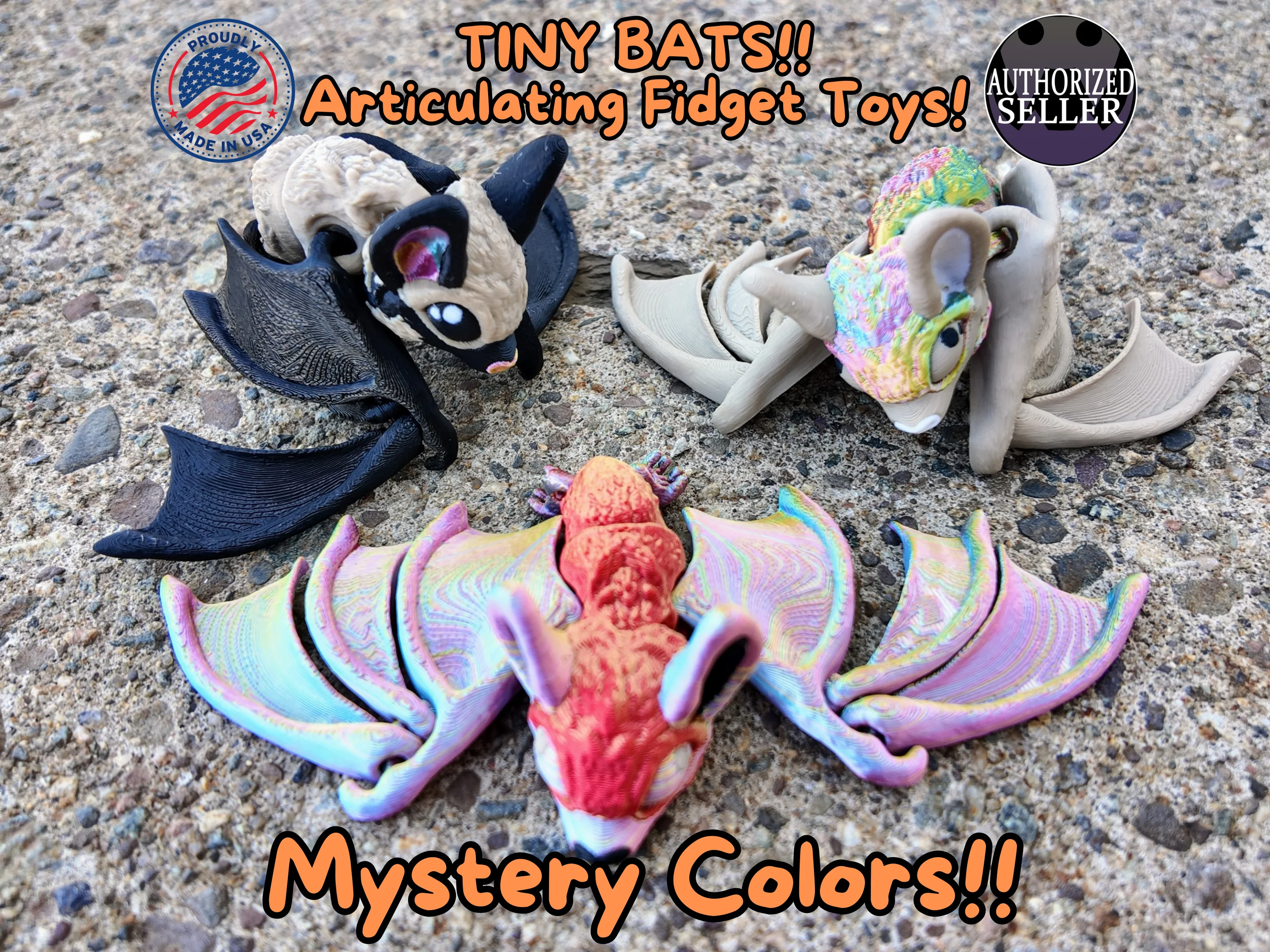 7" Tiny Bat Articulating Fidget Toy - Halloween-Themed Decor