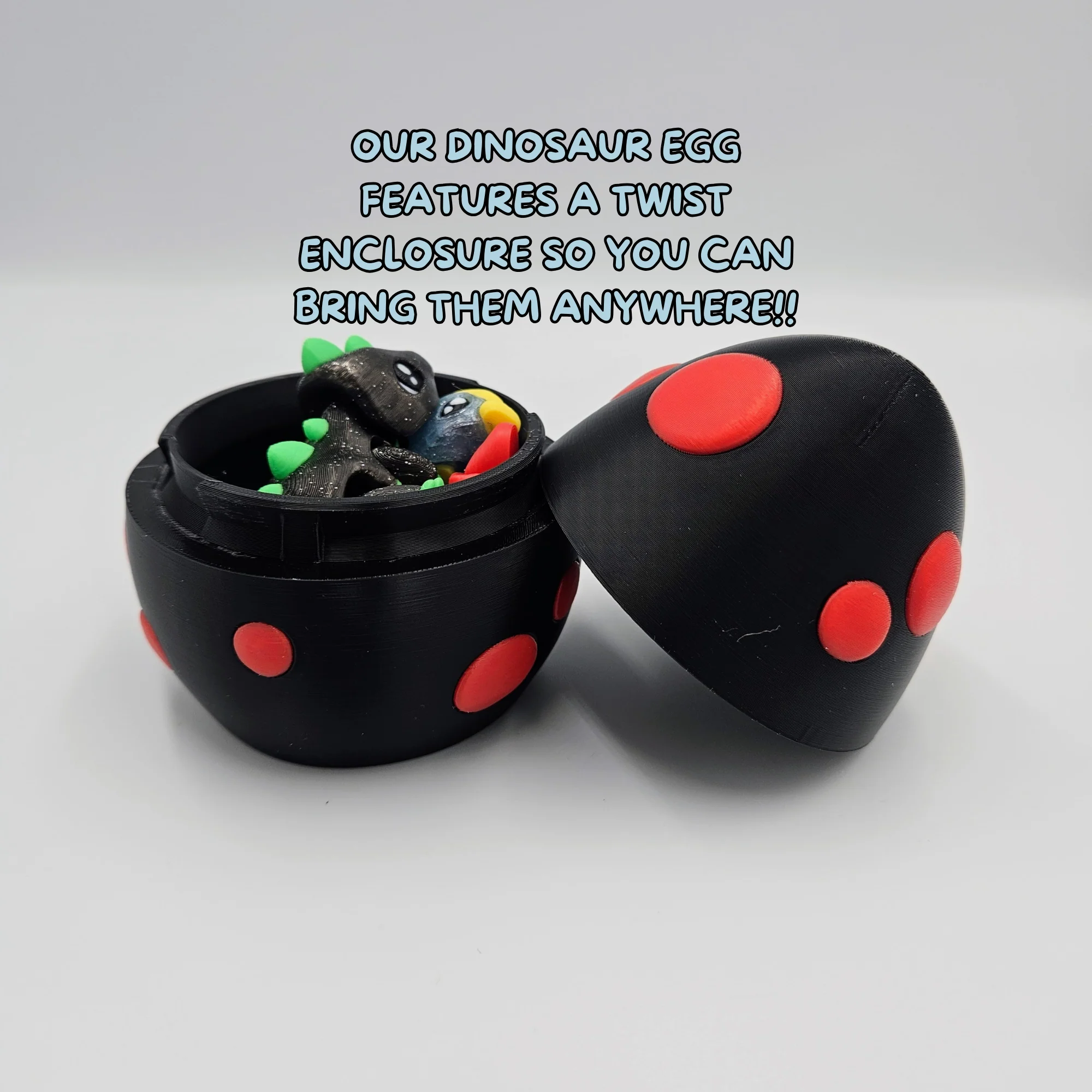 Dinosaur Egg With 3x Dinosaur Fidget Toys - Triceratops, T-Rex, Parasaur - Image 3