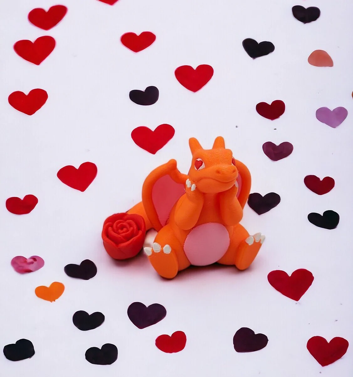 Valentine Charizard With Heart Eyes - Valentine's Day Gift For Her - Pokemon Rose Petal Action Figure - 3D Printed Charmander Chameleon Toy - Image 4