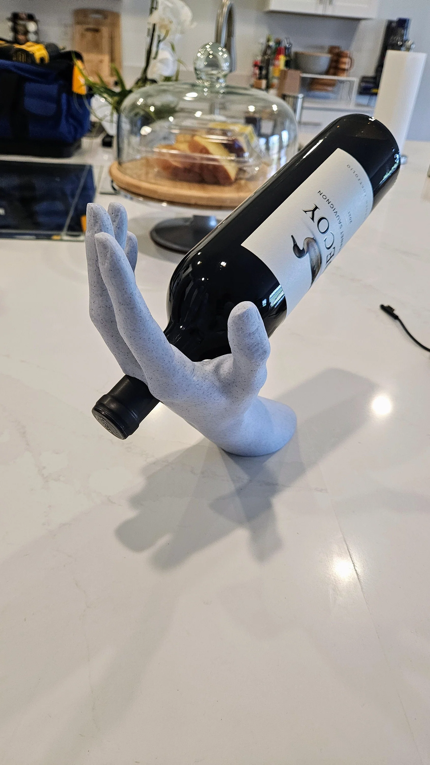Wine Holder Unique Kitchen Decor - Hand Stand For Wine Bottles Standard Sizing - Image 5